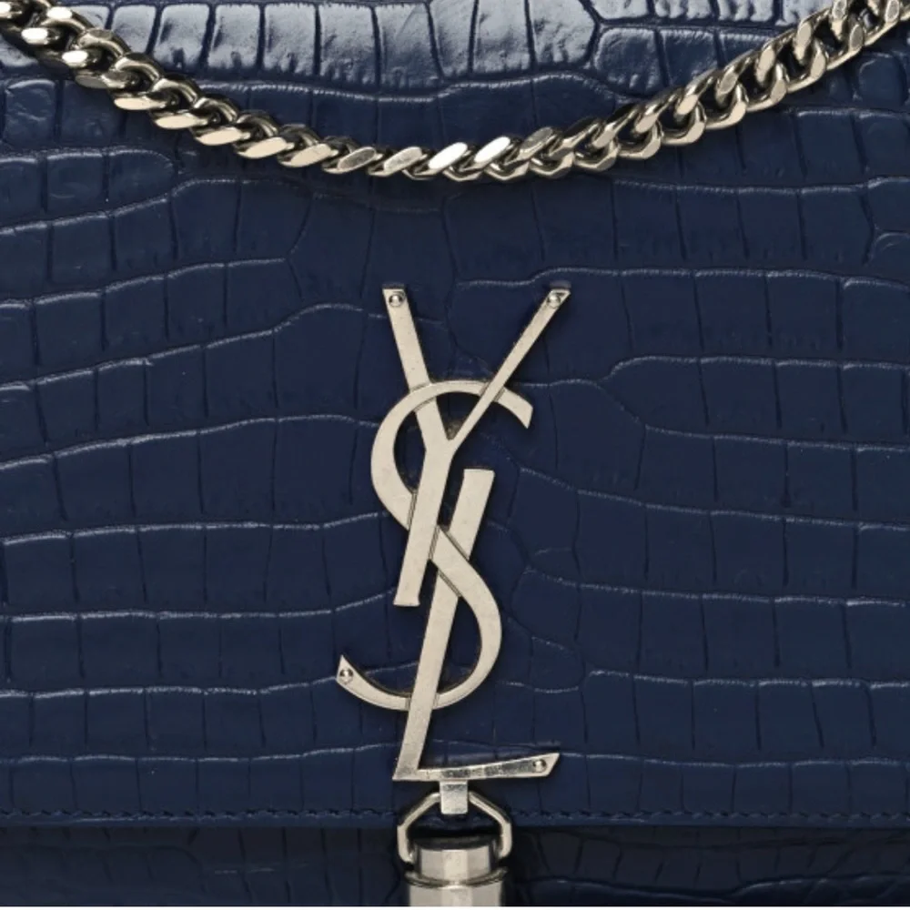 Saint Laurent Medium Classic Monogram Kate Tassel Satchel Deep Marine